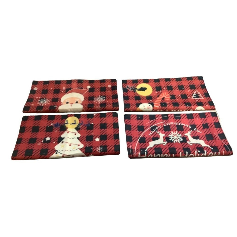 4 Christmas Pillow Covers 17.5" x 17.5" Square Zipper Throw Cushion Case Décor